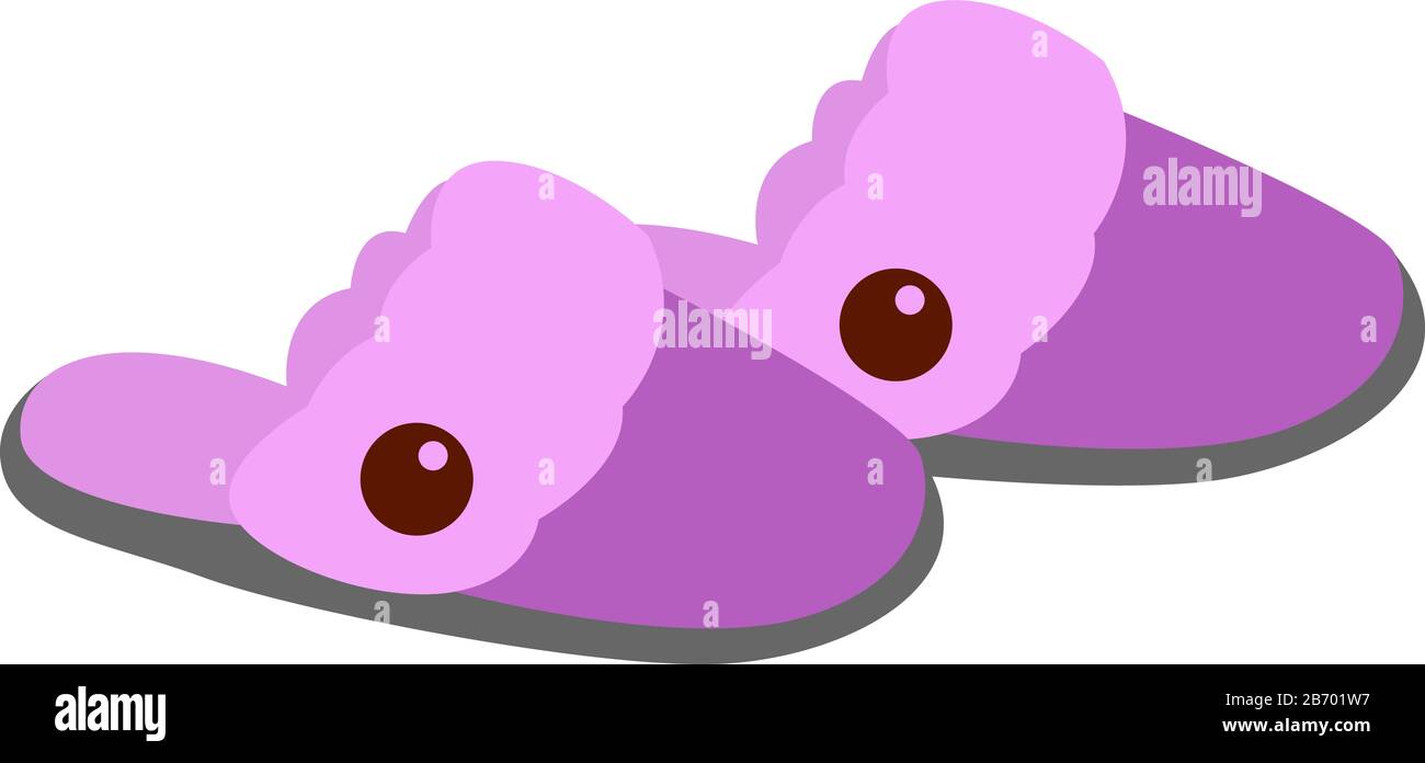Pantofole viola, illustrazione, vettore su sfondo bianco. Illustrazione Vettoriale