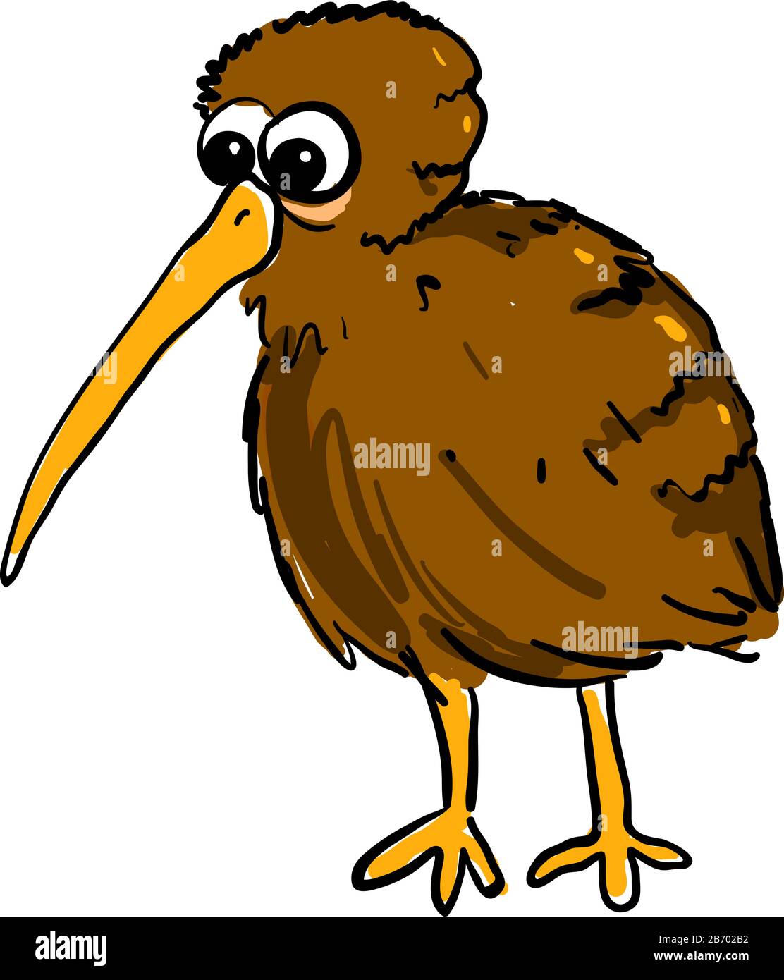 Animale kiwi spaventato, illustrazione, vettore su sfondo bianco. Illustrazione Vettoriale