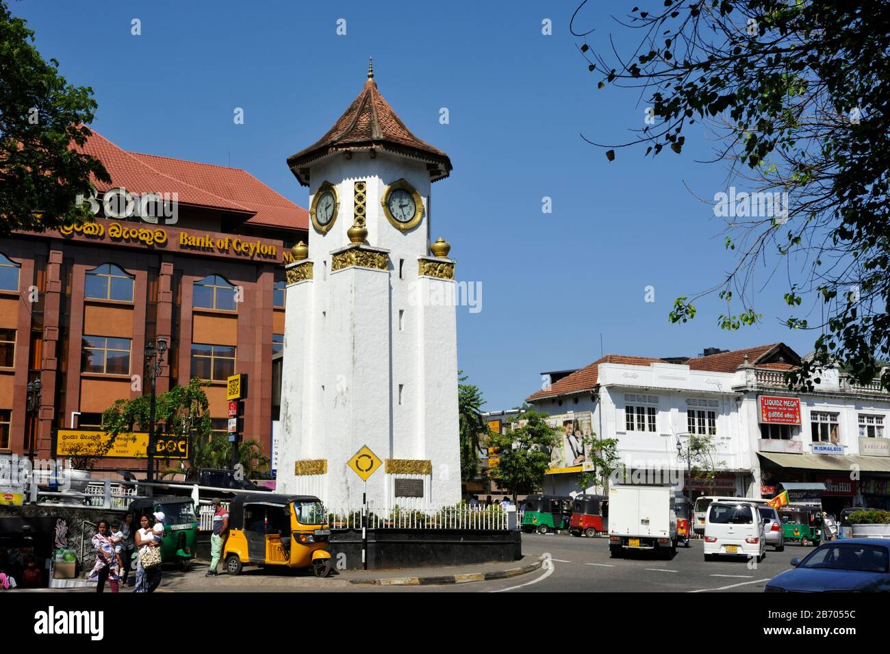 Sri Lanka, Kandy, città vecchia, torre dell'orologio Foto Stock
