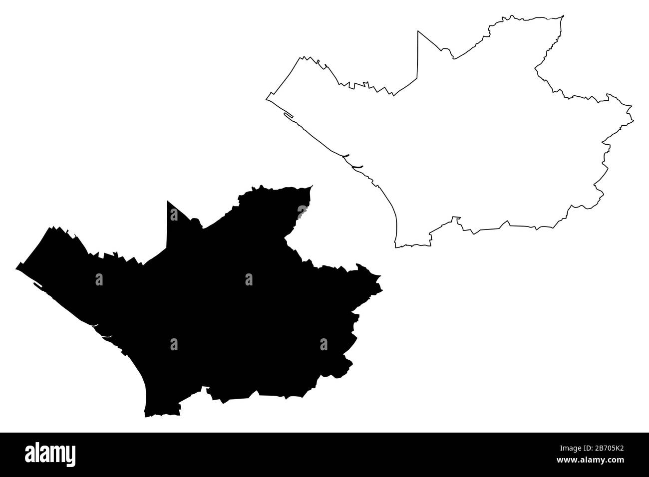 Città di Leverkusen (Repubblica federale di Germania, Renania settentrionale-Vestfalia) mappa vettore illustrazione, scribble schizzo Città di Leverkusen mappa Illustrazione Vettoriale