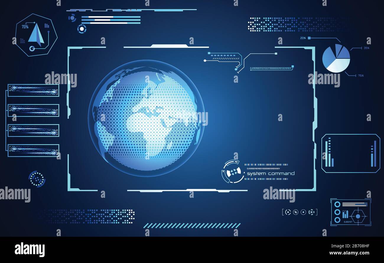 Astratta salute mondo medico ui futuristico interfaccia hud ologramma scienza sanitaria icona tecnologia digitale concetto di scienza innovazione moderna, Treatm Illustrazione Vettoriale