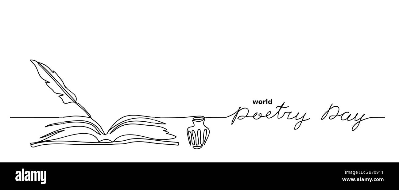 World Poesie day schizzo vettoriale minimalista, sfondo Illustrazione Vettoriale