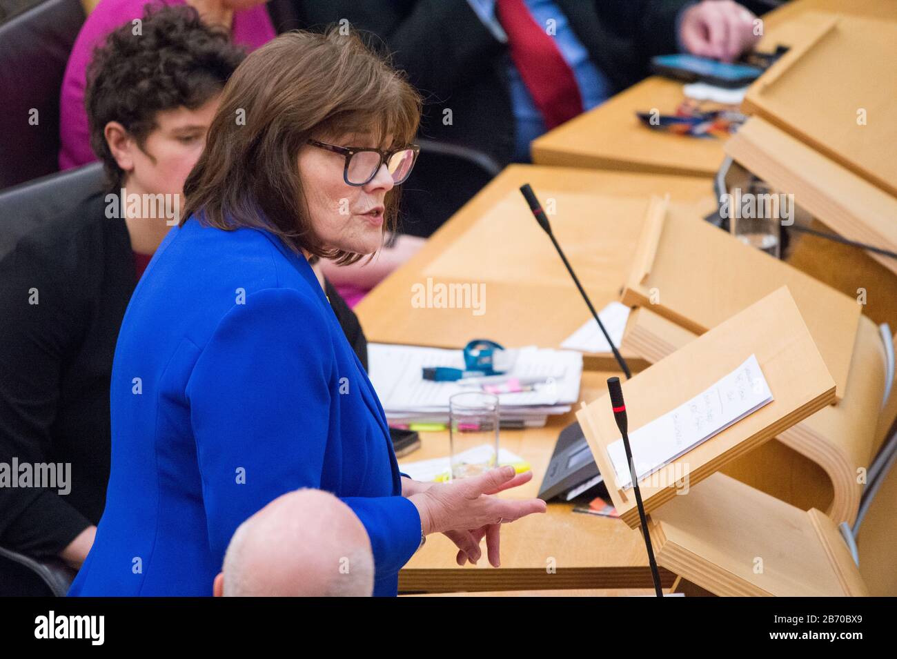 Edimburgo, Regno Unito. 12th Mar, 2020. Nella foto: Jeane Freeman MSP - Ministro del Gabinetto per la Salute e lo Sport. Dichiarazione Urgente: Nuovo Coronavirus Covid-19 Update Credit: Colin Fisher/Alamy Live News Foto Stock