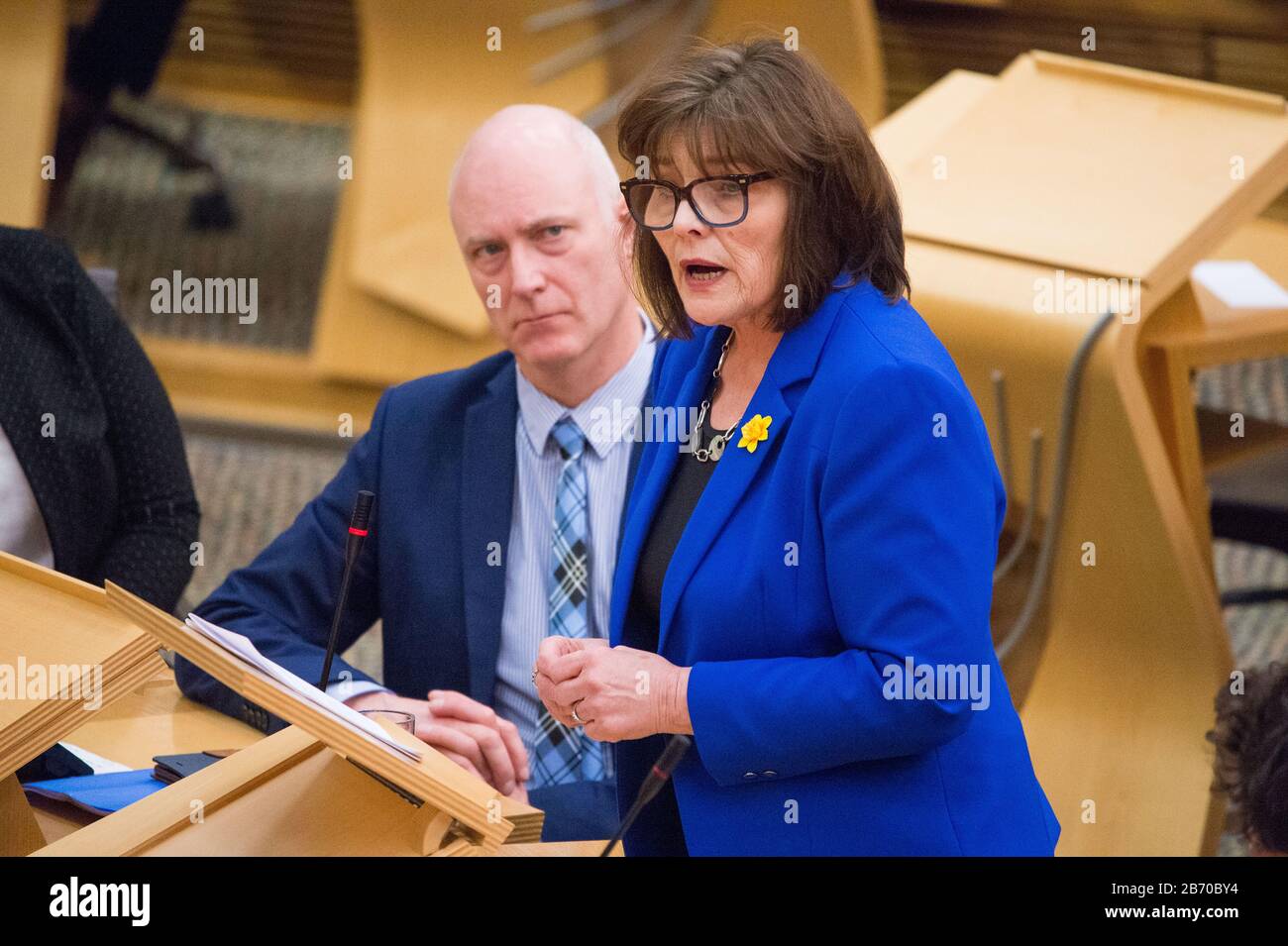 Edimburgo, Regno Unito. 12th Mar, 2020. Nella foto: Jeane Freeman MSP - Ministro del Gabinetto per la Salute e lo Sport. Dichiarazione Urgente: Nuovo Coronavirus Covid-19 Update Credit: Colin Fisher/Alamy Live News Foto Stock