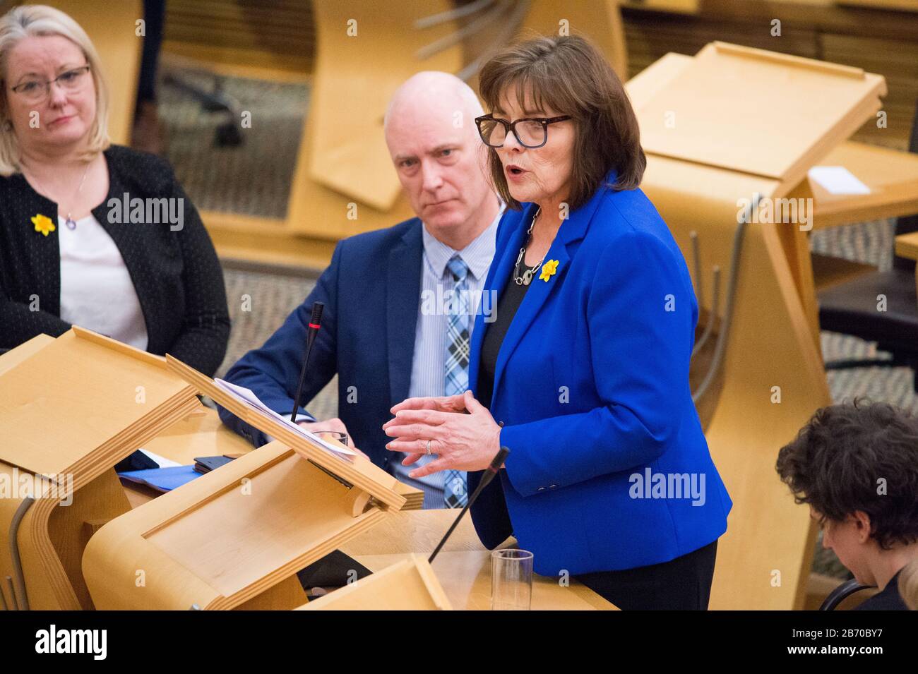 Edimburgo, Regno Unito. 12th Mar, 2020. Nella foto: Jeane Freeman MSP - Ministro del Gabinetto per la Salute e lo Sport. Dichiarazione Urgente: Nuovo Coronavirus Covid-19 Update Credit: Colin Fisher/Alamy Live News Foto Stock