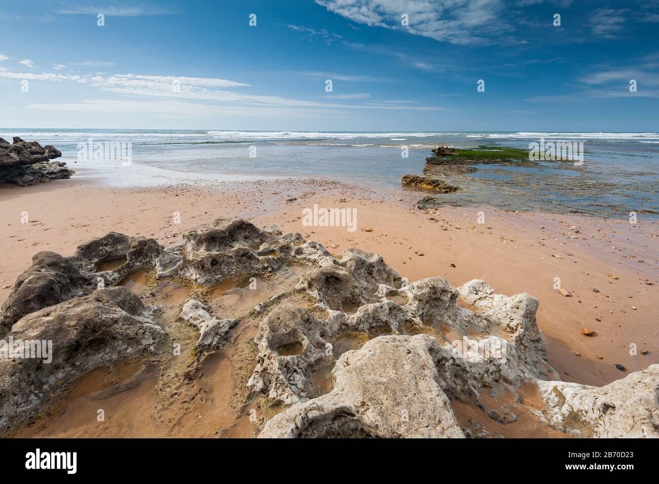 Spiaggia di Sidi Kaouki vicino Essaouira Foto Stock
