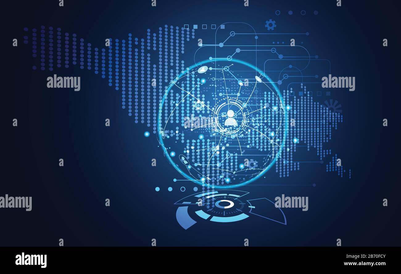 Abstract Global network background World map Digital People business Connection point and line Modern design.Vector Illustration. Illustrazione Vettoriale