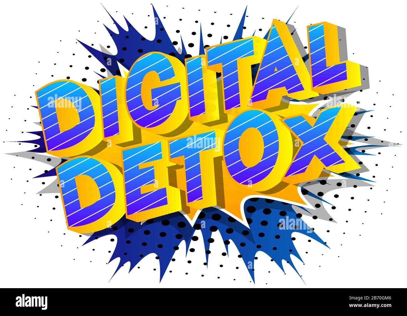 Vettore illustrato fumetto stile libro digitale Detox testo. Illustrazione Vettoriale