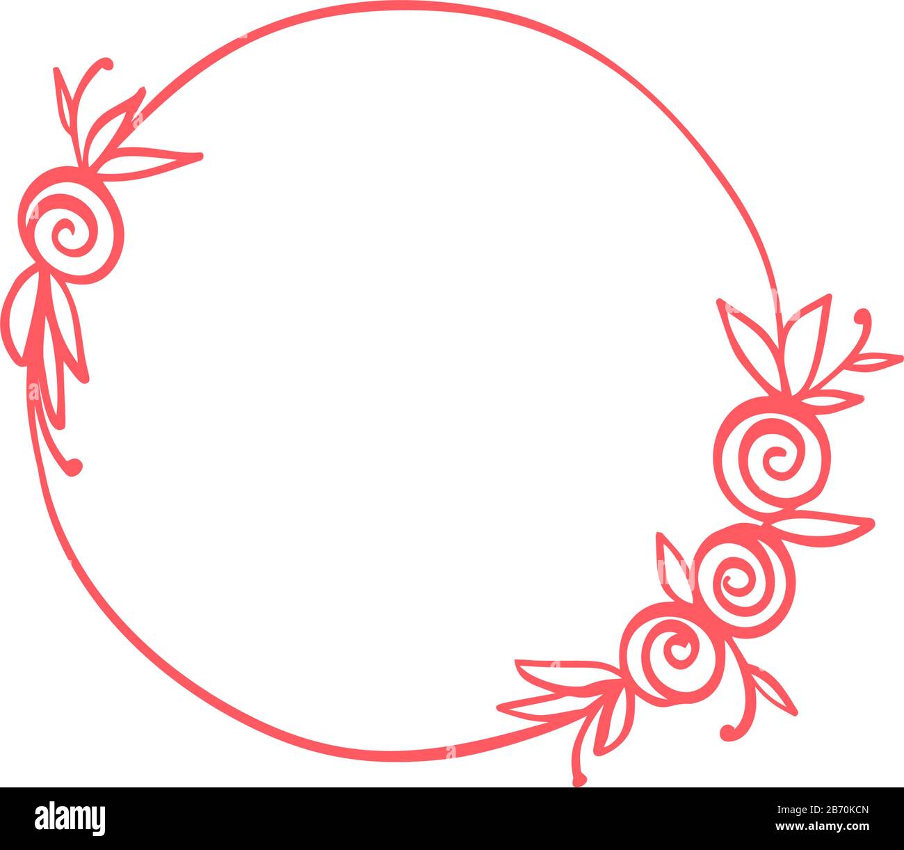 Corona di fiori disegnata a mano. Vettore floreale design primavera elemento cornice per inviti, biglietti d'auguri, scrapbooking, poster con posto per il testo Illustrazione Vettoriale