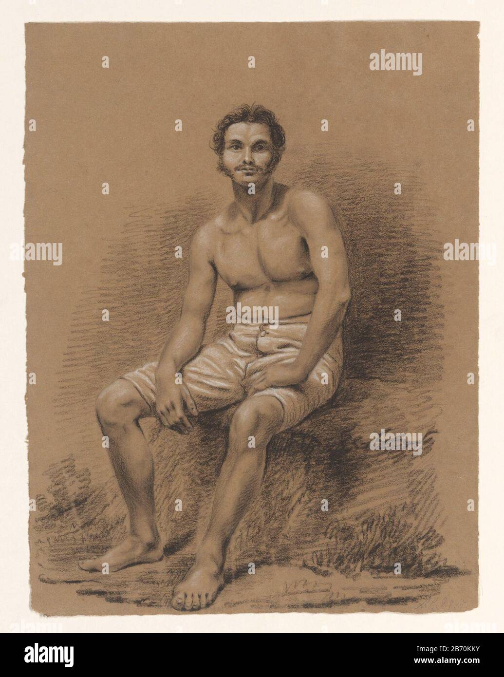 Kopstudie van een man, driekwart naar rechts testa di un uomo, tre quarti al tipo di oggetto giusto: Disegno numero Oggetto: RP-T 00-3072 fabbricante : artista: Alexander Cranendoncq datazione: 1809 - 1869 caratteristiche Fisiche: Gesso bianco e nero materiale: Gesso carta dimensioni: H 230 mm × b 203 mm Foto Stock