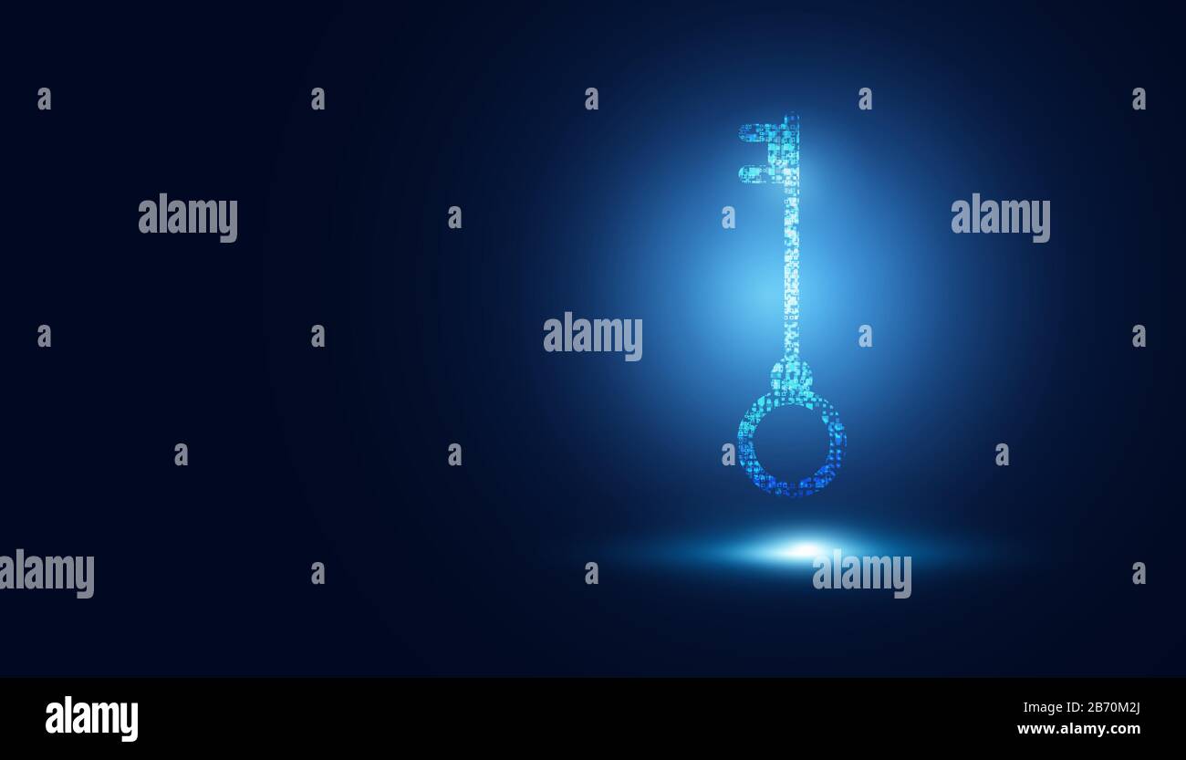 Tecnologia astratta chiave concetto digitale cyber sicurezza privata background.illustrazione vettoriale Illustrazione Vettoriale