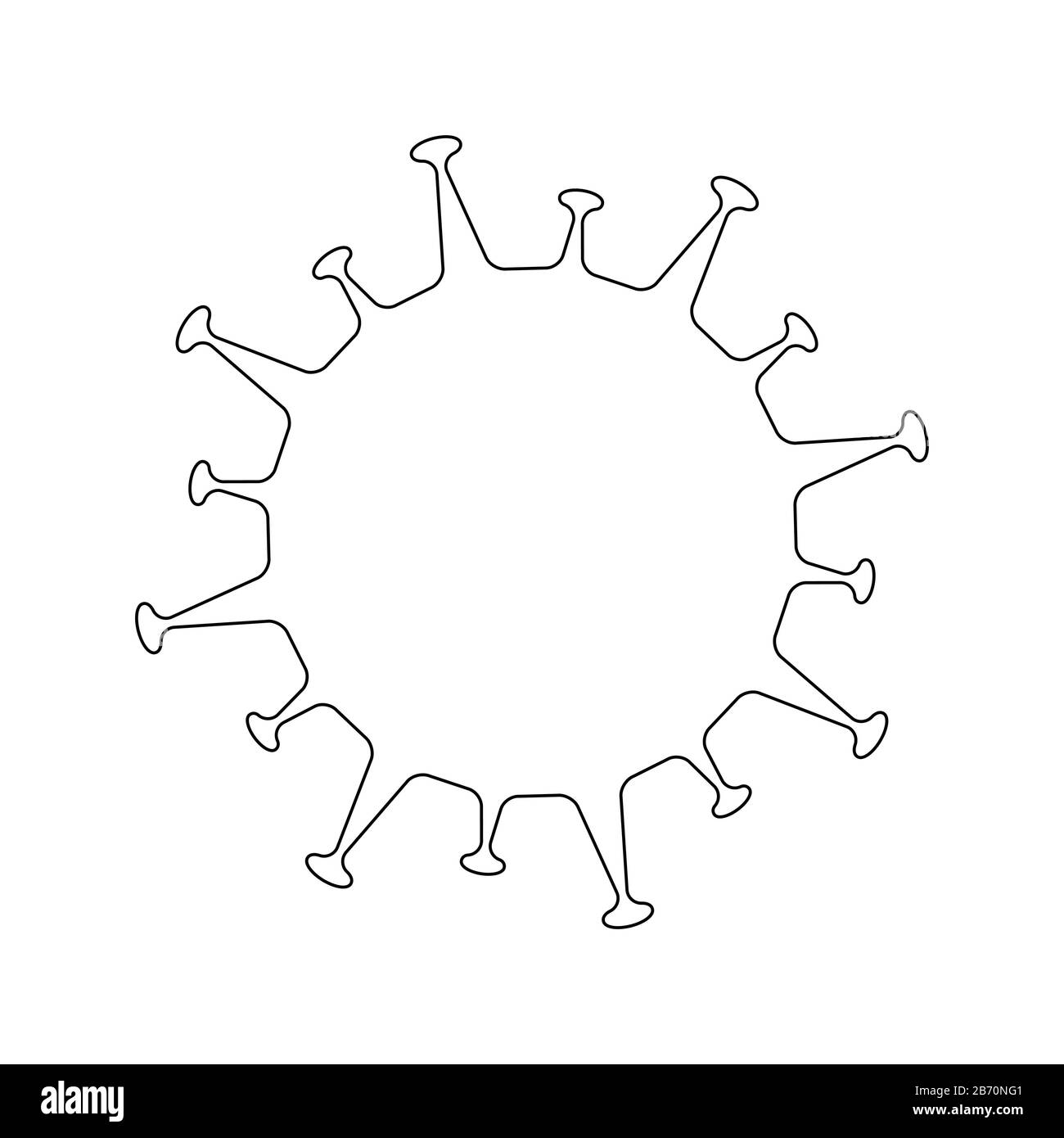 Coronavirus 2019-nCoV. Icona del virus Corona. Modello di contorno su sfondo bianco isolato. Infezione respiratoria da patogeno della Cina (focolaio di influenza asiatica). In Illustrazione Vettoriale