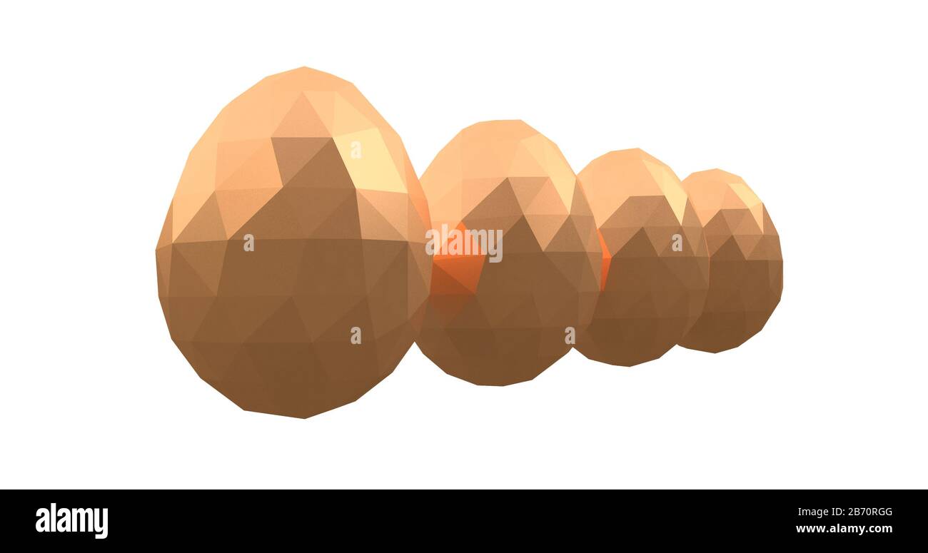pasqua basso poligonale uova d'oro quattro rendering di illustrazione 3d Foto Stock