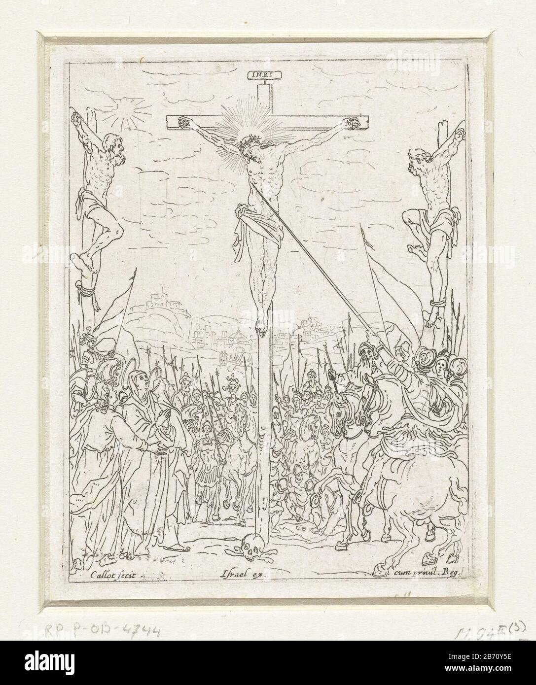 Kruisiging Cristo la croce nel mezzo dei due criminali crocifissi. Un  soldato basta inserire la punta della sua lancia nel fianco di Gesù. Quadro  incompleto, la proposta è solo in linea generale
