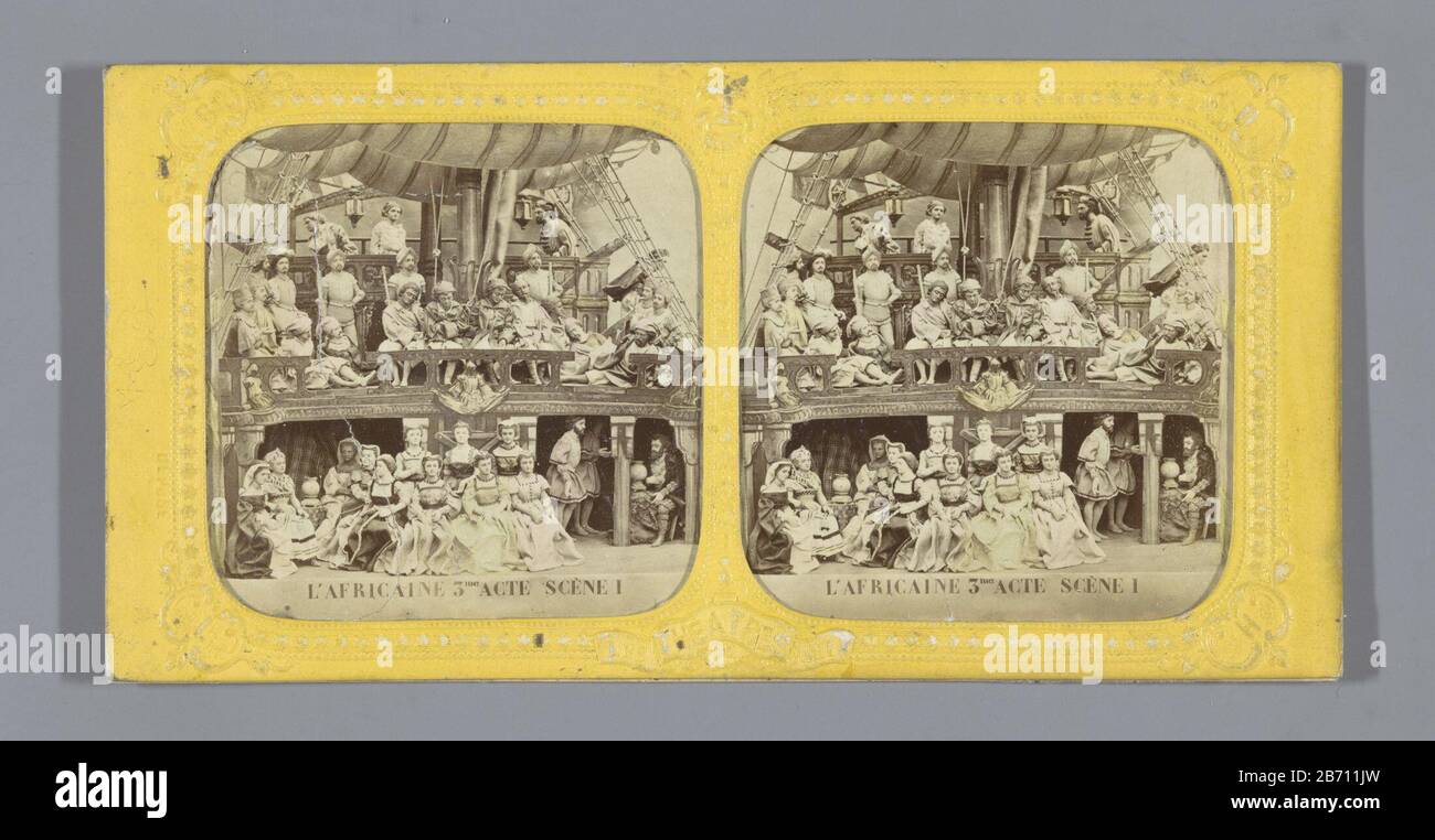 L'Africaine 3me acte, scene i l'Africaine 3me ACT, scene i Object Type : stereo picture numero articolo: RP-F F09649 Produttore : fotografo Adolphe Block Appuntamenti: 1860 - 1890 caratteristiche Fisiche: Fotografia su cartone materiale: Cartone Tecnica: Fotografia dimensioni: Supporto secondario: H 75 mm b × 150 mm Foto Stock
