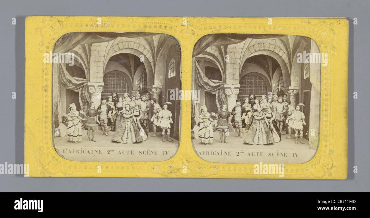 L'Africaine 2me acte, scene IV l'Africaine 2me ACT, scene IV Oggetto tipo : foto stereo immagine numero articolo: RP-F F09648 Produttore : fotografo Adolphe Block Appuntamenti: 1860 - 1890 caratteristiche Fisiche: Fotografia su cartone materiale: Cartone Tecnica: Fotografia dimensioni: Supporto secondario: H 75 mm × W 150 mm Foto Stock