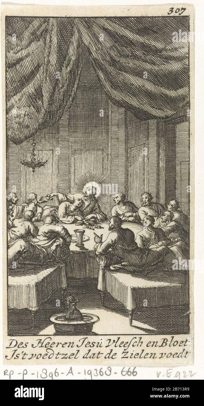 Laatste Avondmaal Des Heeren Jesu Vleesch En Bloet E T Voedtzel Dat De Zielen Voedt Titel Op Object Post Right Numbered 307 Produttore Stampatore Zwaansvliet Stampante Jurriaen Pole Pozzetto Laats Fabbricazione Stampatore