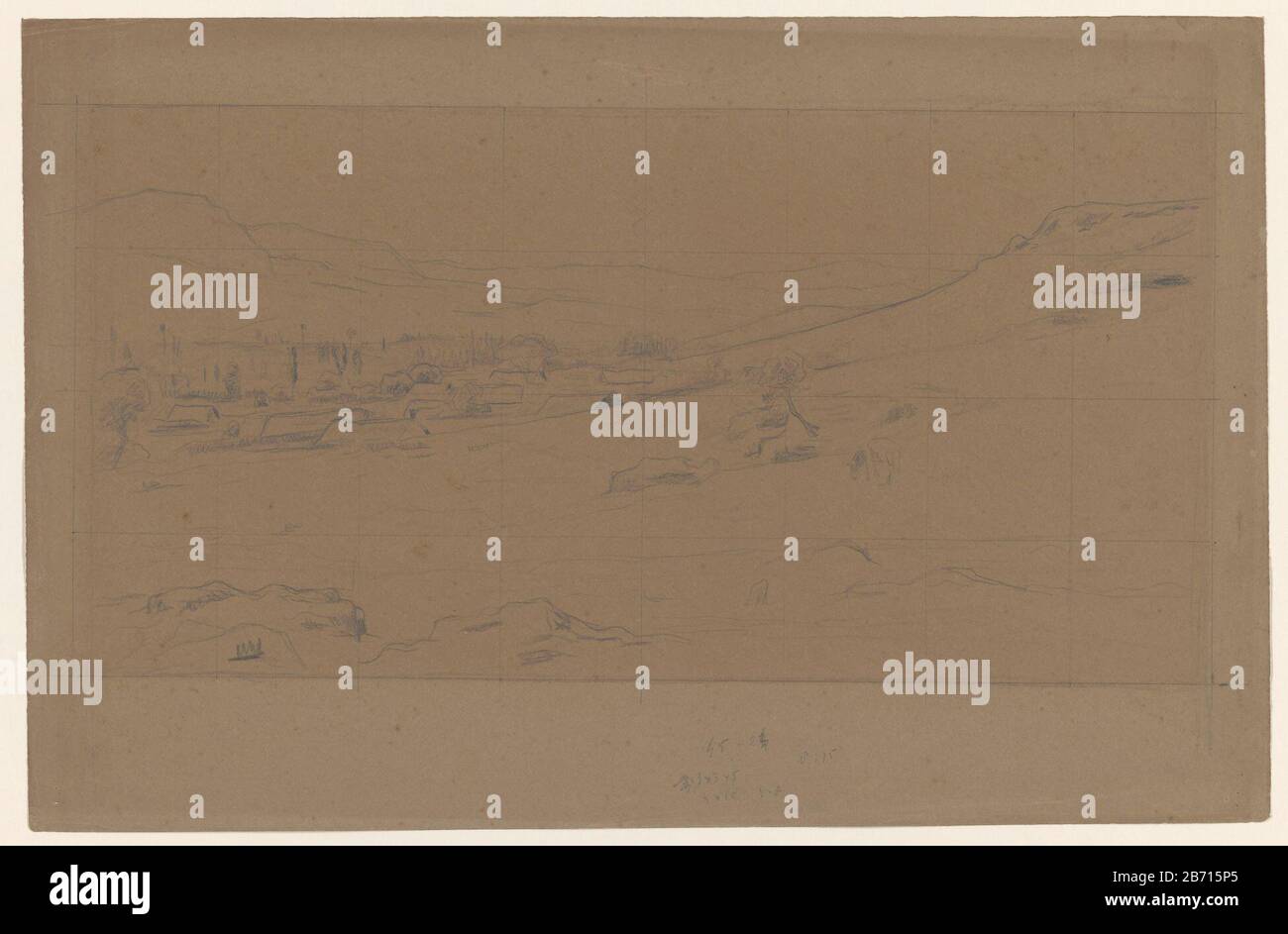 Landschap bij Algeri Landscape at Algeri Object Type : Drawing Object Number: RP-T 1970-34 Manufacturer : artist: Ferdinand Hart Nibbrig Dating: 1876 - 1915 Caratteristiche Fisiche: Matita su carta marrone; posta su finestre con matita materiale: Matita carta dimensioni: H 330 mm × W 500 mm Oggetto: Bassa collina nomi nazionali di paesi, regioni, montagne, fiumi, ecc (ALGERIA) (ALGERIA) nomi di città e villaggi (ALGER) Dove: Algeri Foto Stock