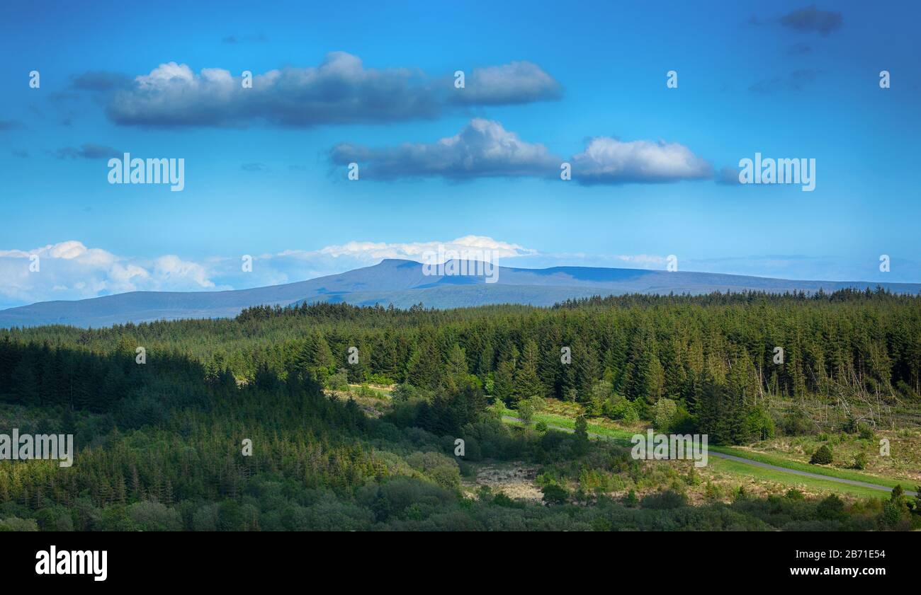 Brecon Beacons National Park in Galles, con vista sulle montagne Pen Y Fan e Corn Du sullo sfondo Foto Stock