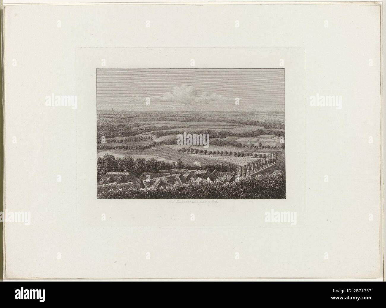 Landschap ha incontrato huizen Zes landschappen ha incontrato beelden naar het leven getekend (serietitel) UN vasto paesaggio olandese in primo piano un certo numero di case dove: I tetti visibili zijn. Produttore : stampatore Abraham Lion Zealander (edificio elencato) per disegno di Abraham Lion Zealander (proprietà in elenco) Luogo di produzione Amsterdam Data: 1799 - 1856 caratteristiche Fisiche: Incisione e engra materiale: Carta Tecnica: Incisione / engra (processo di stampa) dimensioni: Bordo della lastra: H 140 mm × W 179 mmToelichtingBewaard omslag. Soggetto in originale: Paesaggi nella zona temperata Foto Stock