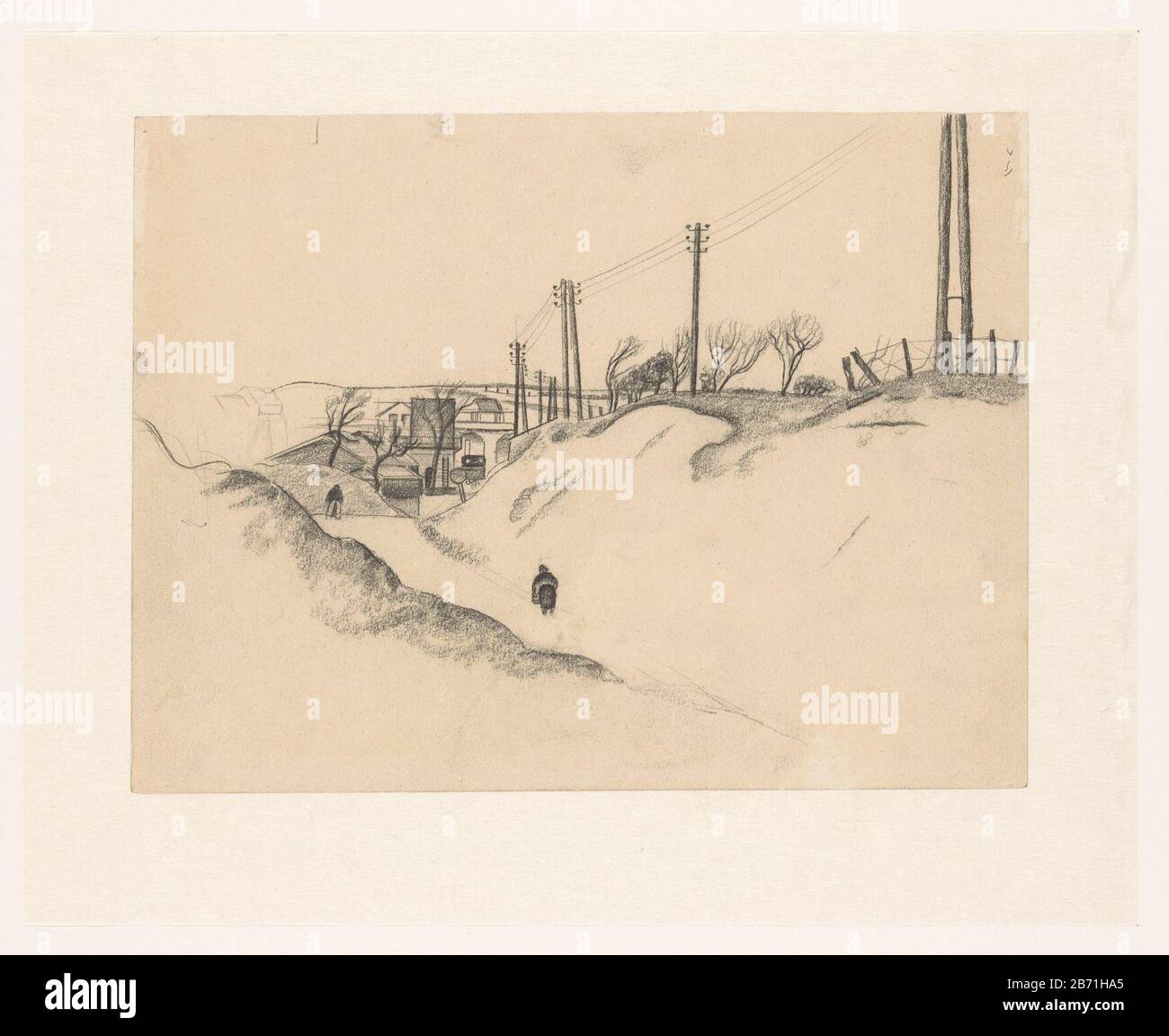 Landschap incontrò mijn Dove: Apparentemente Limburg. Produttore : artista: Henk Henriët Data: 1913 - 1945 caratteristiche Fisiche: Gesso nero Materiale: Carta gesso dimensioni: H 239 mm × W 316 mm Foto Stock