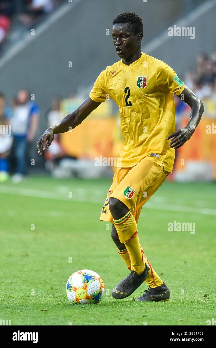 Tychy, POLONIA - 7 GIUGNO 2019: U-20 Coppa del mondo Polonia 2019 1/4 finali Match Italia vs Mali 4:2. In Azione Arnaud Konan. Foto Stock