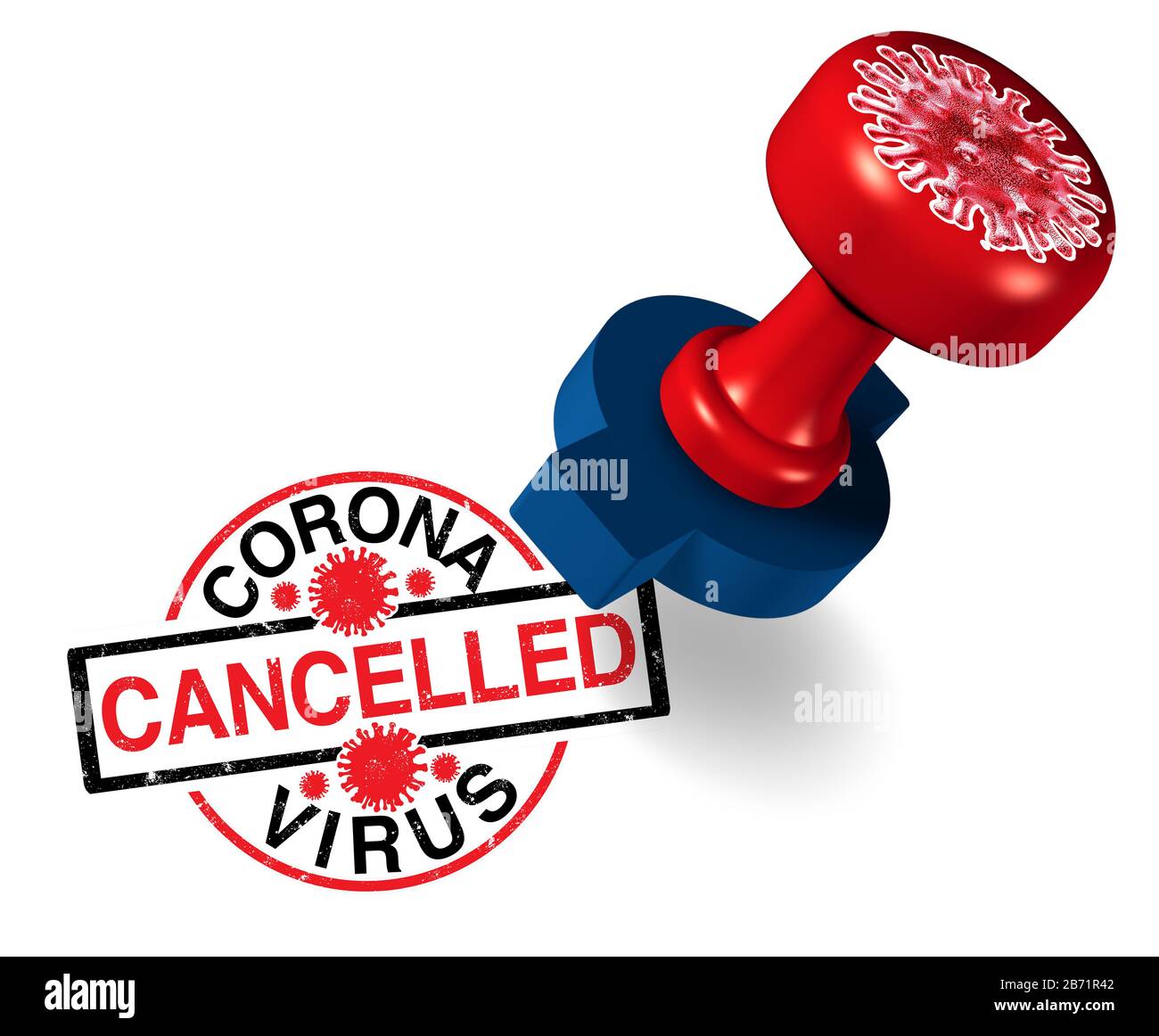 La cancellazione del coronavirus e il concetto annullato e covid 9 come eventi come viaggi le riunioni sono rimandate o interrotte a causa del focolaio del virus. Foto Stock