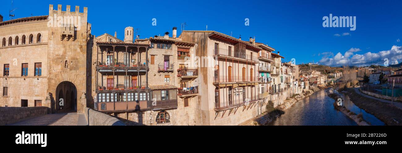 Matarraña paese. Valderrobres villaggio. Teruel, Spagna Foto Stock