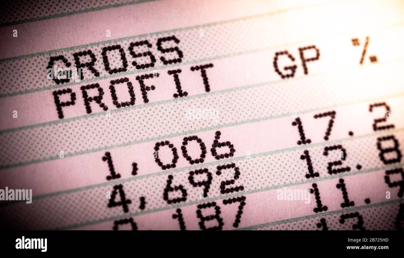 Barra verde - Report vendite che mostra il profitto lordo Foto Stock