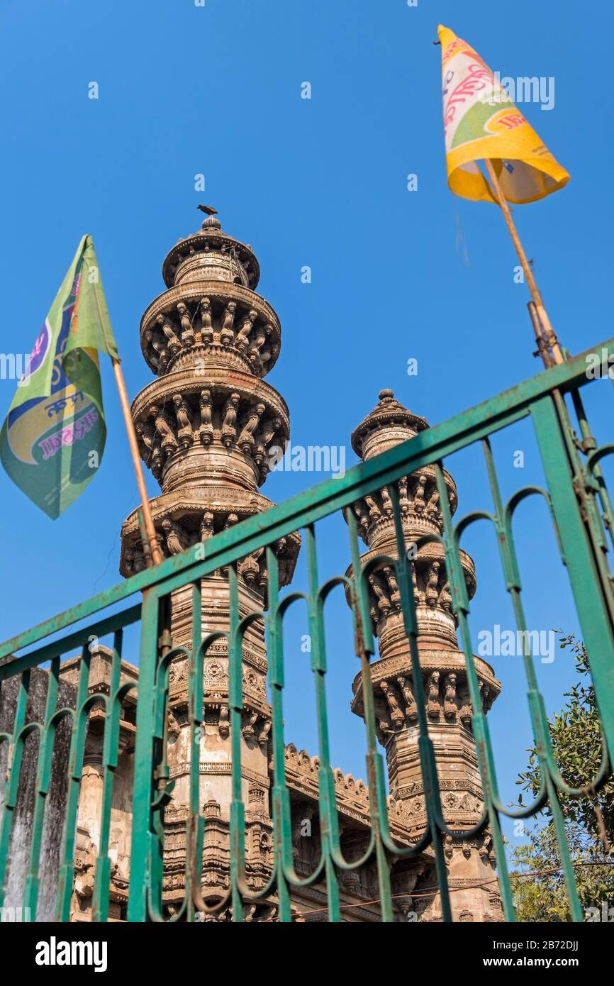 Moschea Sidi Bashir Scuotendo I Minareti Ahmedabad Gujarat India Foto Stock