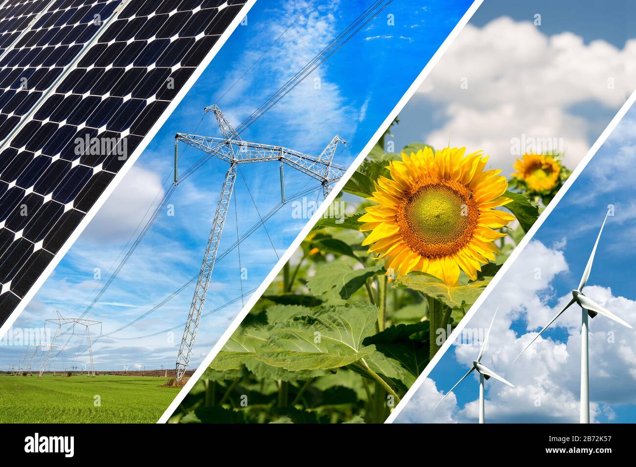 Concetto di energia rinnovabile e di risorse sostenibili - collage fotografico Foto Stock