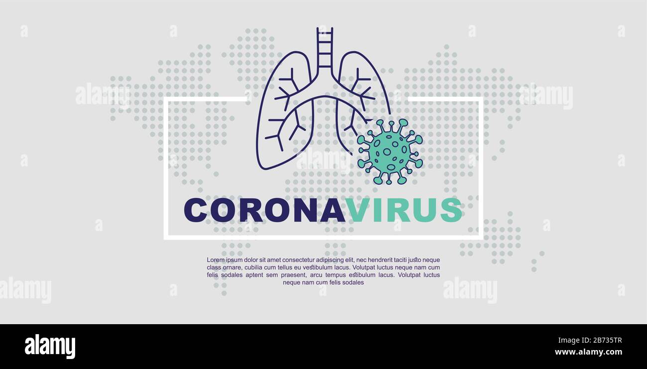 informazioni banner corona virus 2019-nCoV. Coronavirus respiratorio patogeno cinese. Influenza e malattie polmonari che si diffondono nel mondo. Pericoloso ncov Illustrazione Vettoriale
