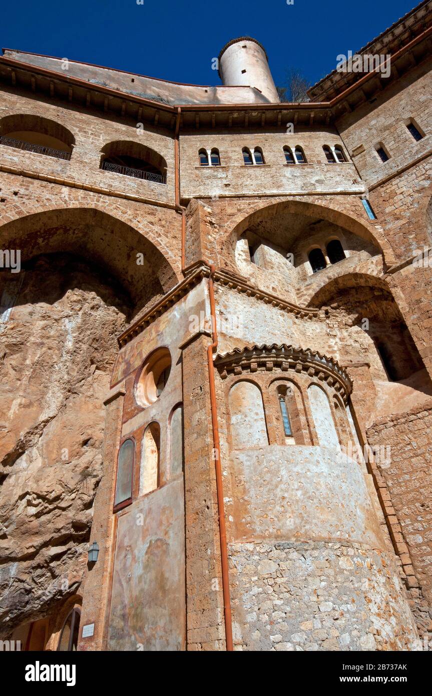 Monastero Di San Benedetto (Santuario Del Sacro Speco) A Subiaco, Lazio, Italia Foto Stock