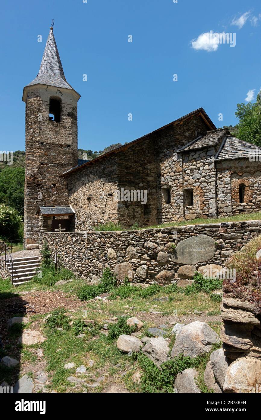 Sant Bartomeu chiesa.Dorve abbandonato villaggio.Pyrenees.Pallars Sobira.Catalonia.Spain Foto Stock