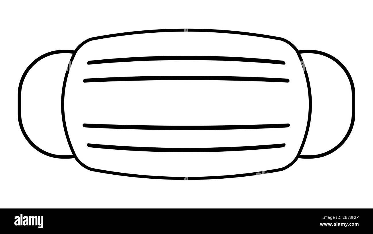 Simbolo del contorno della maschera medica. Protezione contro virus e malattie trasmesse da goccioline aeree. Illustrazione vettoriale per la progettazione di profili e web Illustrazione Vettoriale
