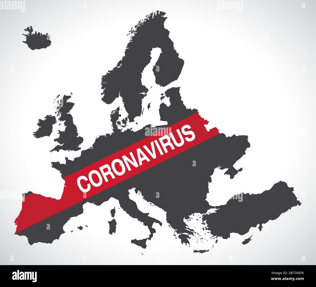Mappa Europa con l'illustrazione di avvertenza di Coronavirus Illustrazione Vettoriale