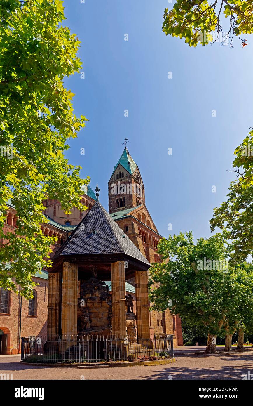 Germania, Renania-Palatinato, Speyer, luogo della cattedrale, luogo della cattedrale, città vecchia, giardino della cattedrale, il Monte degli Ulivi, cattedrale imperiale, cattedra Foto Stock