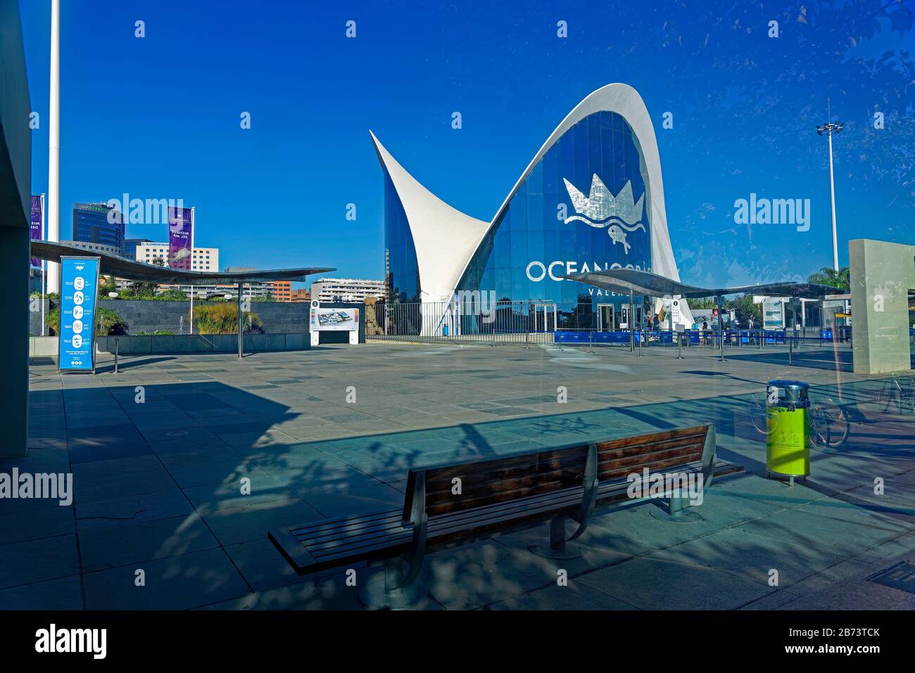 Spagna, Valencia, Valencia, Carrer d'Eduardo primo Yúfera, Ciutat de les Arts i les Ciénci città delle arti e delle scienze, parco, Oceanográfic, luogo Foto Stock