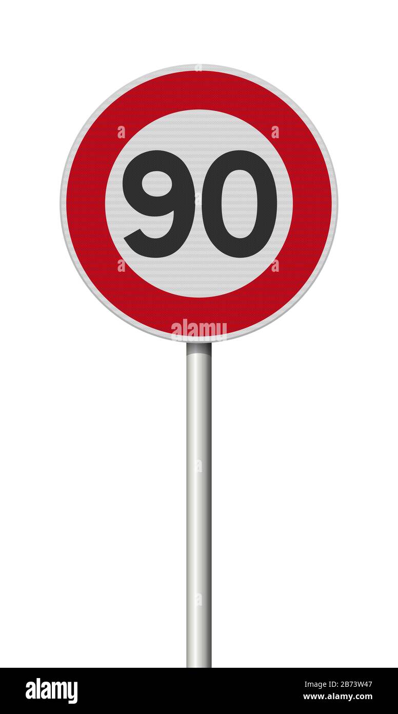Adesivo "Velocità Massima 90 Km/h" (R62/n.90), Dimensioni 10x10 Cm, Resistente Alle Intemperie, Autoadesivo E Rimovibile