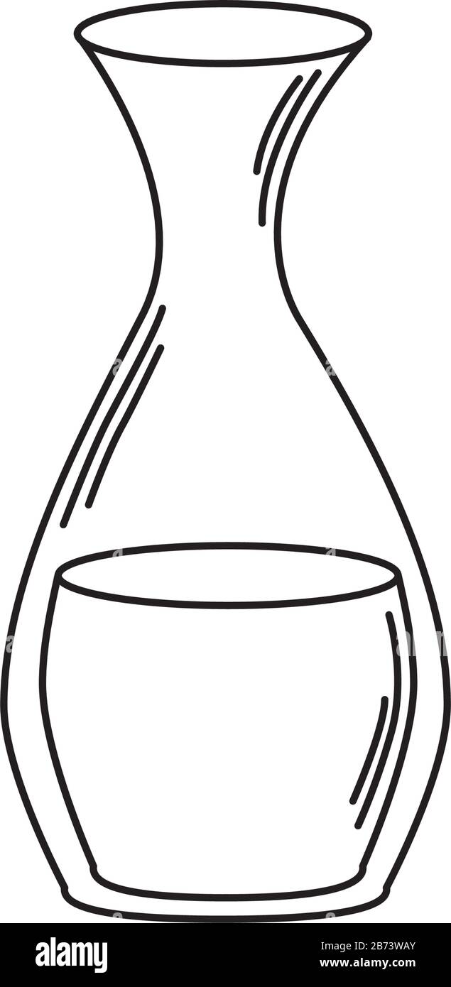 vaso in vetro per bevande alcoliche con icona a forma di linea con illustrazione vettoriale Illustrazione Vettoriale