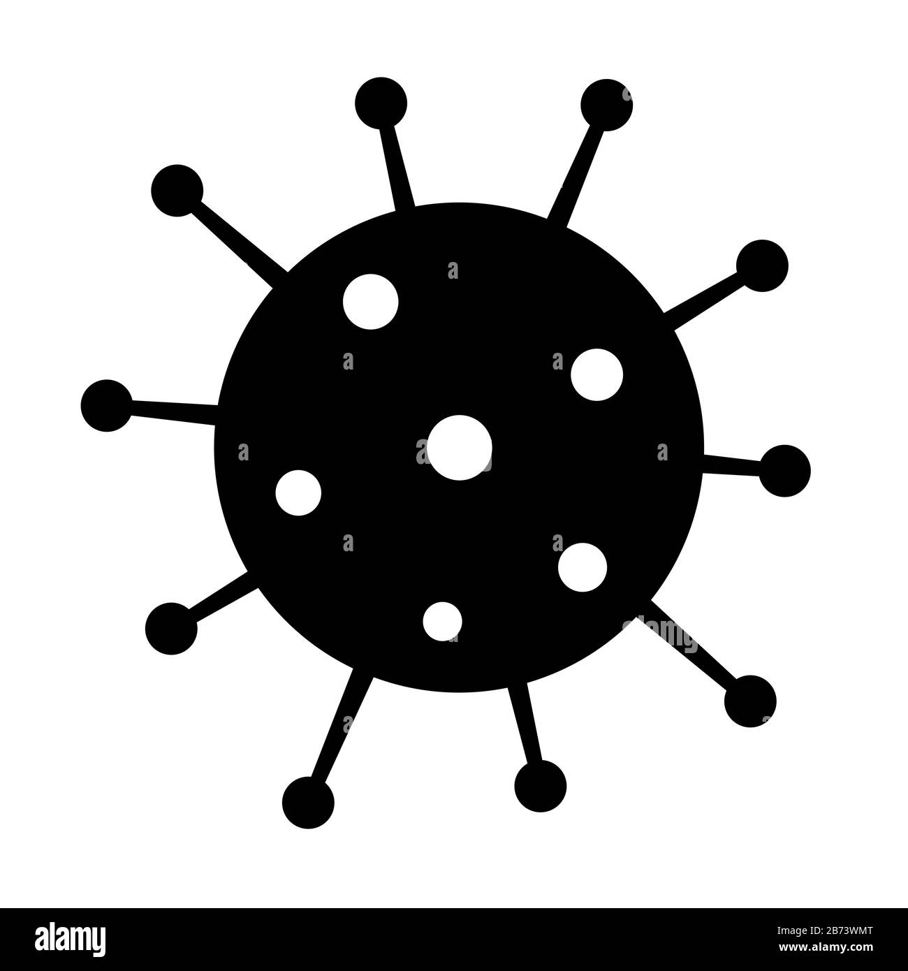 Icona di coronavirus. Vector logo 2019-ncov, virus pandemico nero piatto Illustrazione Vettoriale