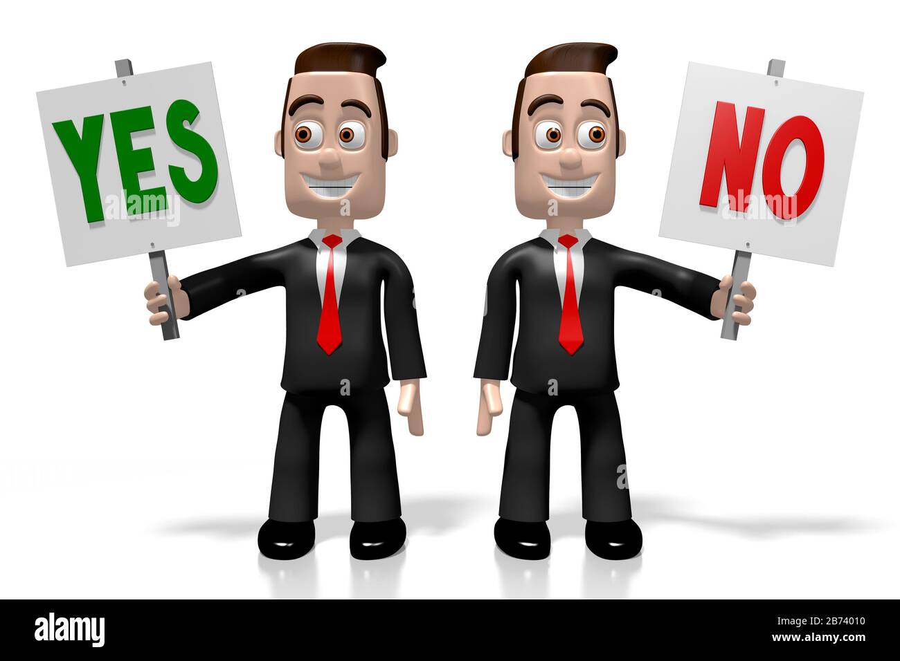 Uomini d'affari 3D - sì e nessun concetto Foto Stock
