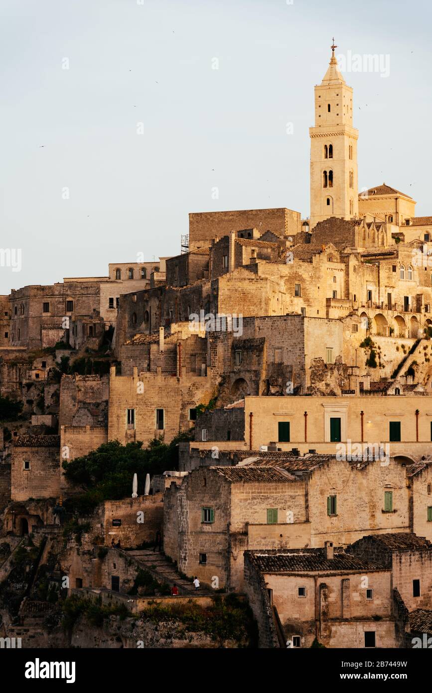 Tramonto a Sassi di Matera, Basilicata, Italia Foto Stock