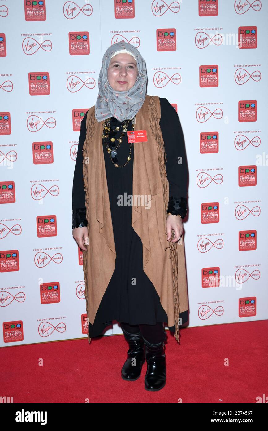 Londra, Regno Unito. 13 Marzo 2020. Afraa Hashem Arrivi alla Broadcasting Press Guild TV & radio Awards, alla Banking Hall, il 13 marzo 2020, Londra, Regno Unito Credit: Picture Capital/Alamy Live News Foto Stock