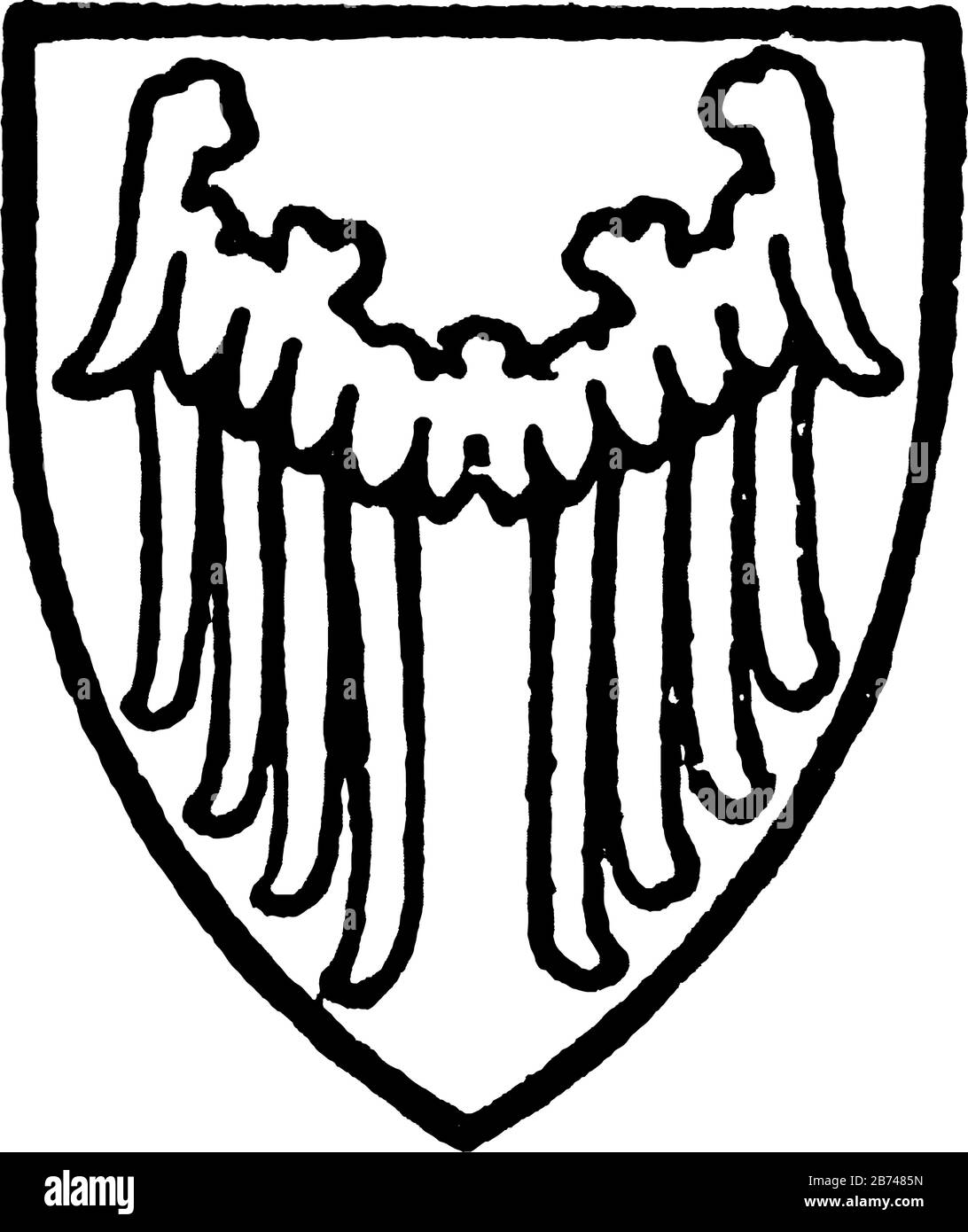 Seymour bore pulcini un'esca di due ali d'oro, disegno di linea vintage o illustrazione di incisione. Illustrazione Vettoriale