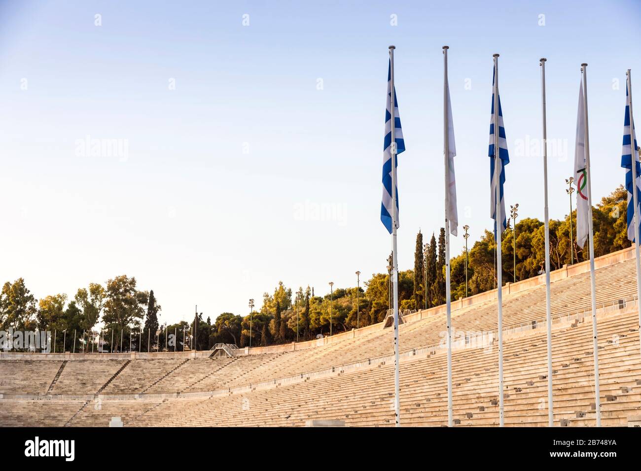 Vista dello Stadio Panathenaic di Atene. Luoghi famosi di Atene - capitale della Grecia. Monumenti antichi. Foto Stock