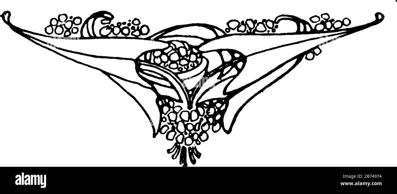 Il Pezzo Di Coda floreale ha usando materiali vegetali e fiori, disegno linea vintage o incisione. Illustrazione Vettoriale