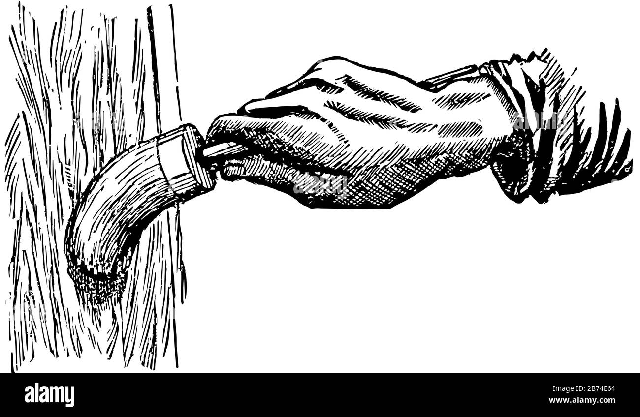 La pittura mostra il modo corretto di tenere il pennello, il disegno di linea vintage o l'illustrazione di incisione. Illustrazione Vettoriale