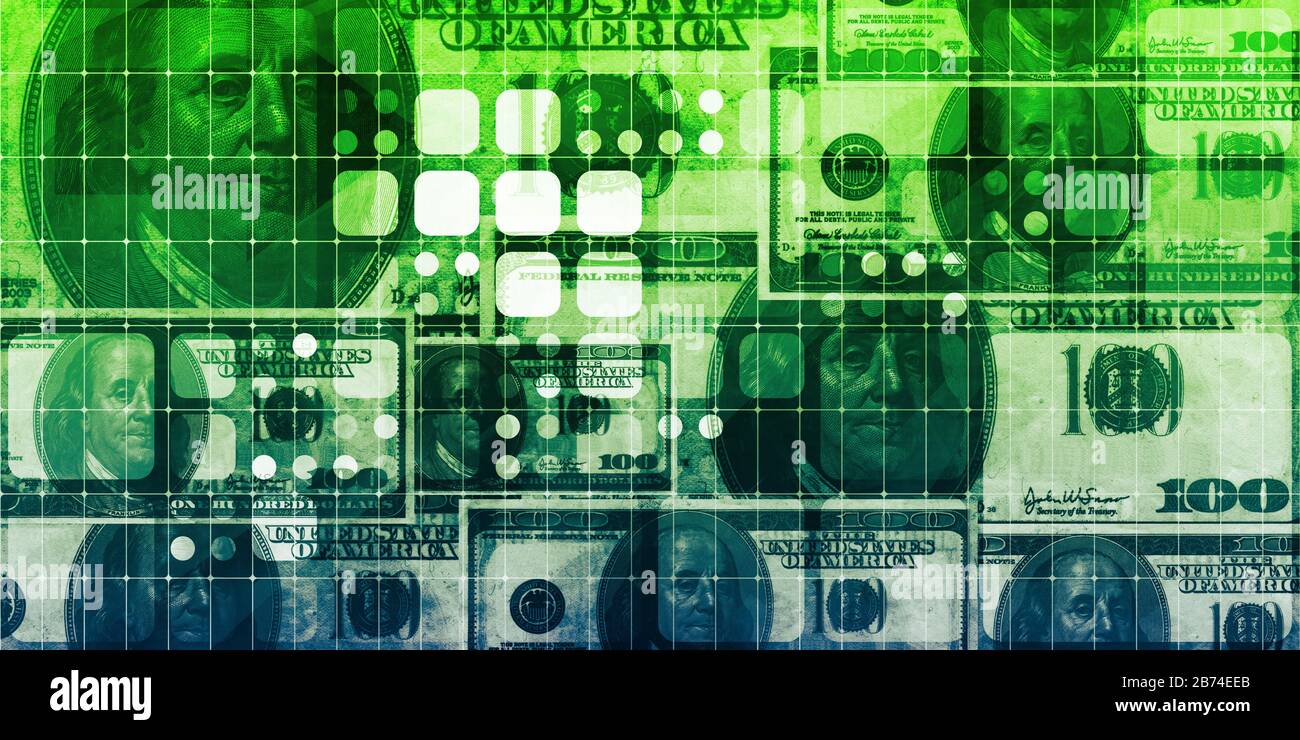 USD montaggio di valuta americana con tema di tecnologia Foto Stock