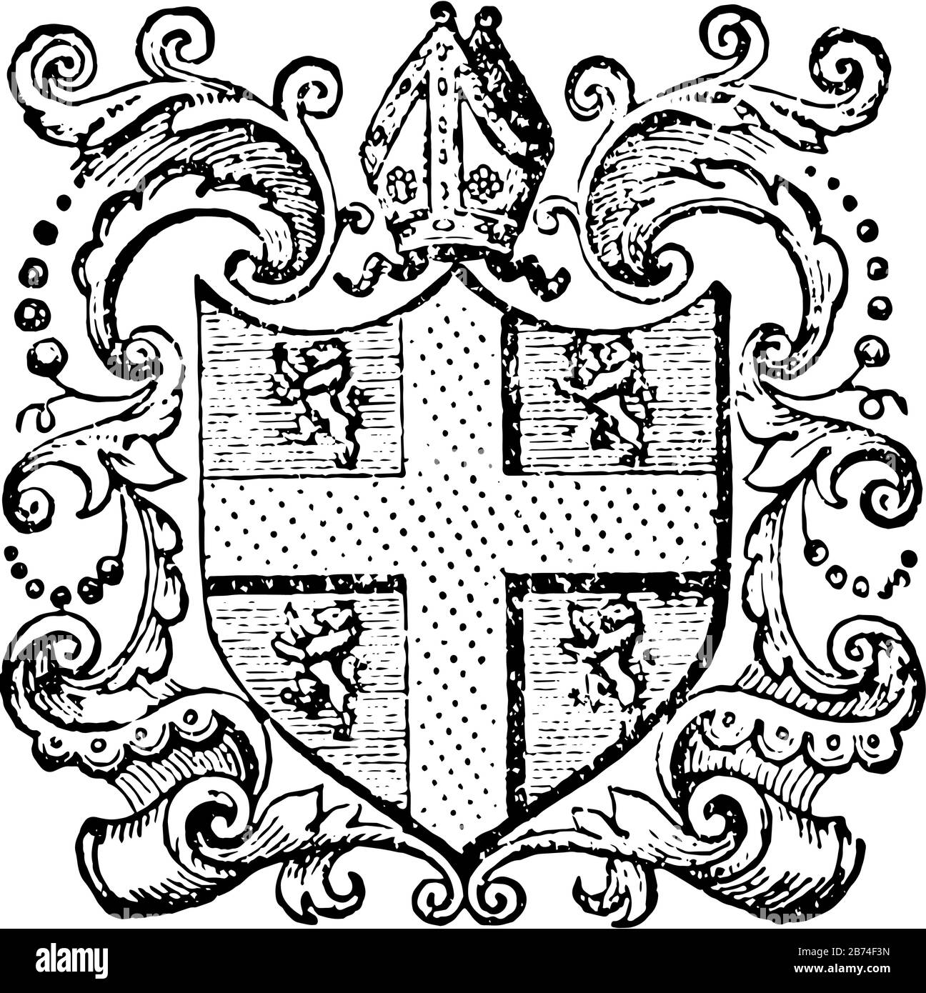 Il vescovato si accontenta di lavorare in una sfera umile è rifiutato, è l'antica letteratura e la pubblicazione di libri e documenti ecclesiastici, v Illustrazione Vettoriale
